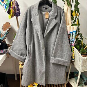 FORE Gray Wide-look Pea Coat with Flared Sleeves